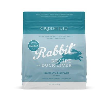 Green Juju Rabbit Recipe with Duck Liver, Freeze Dried Dog Food, 14oz - Tail Blazers Etobicoke