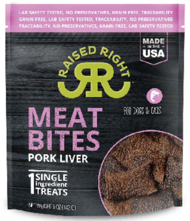 RAISED RIGHT PORK MEAT BITES 142G