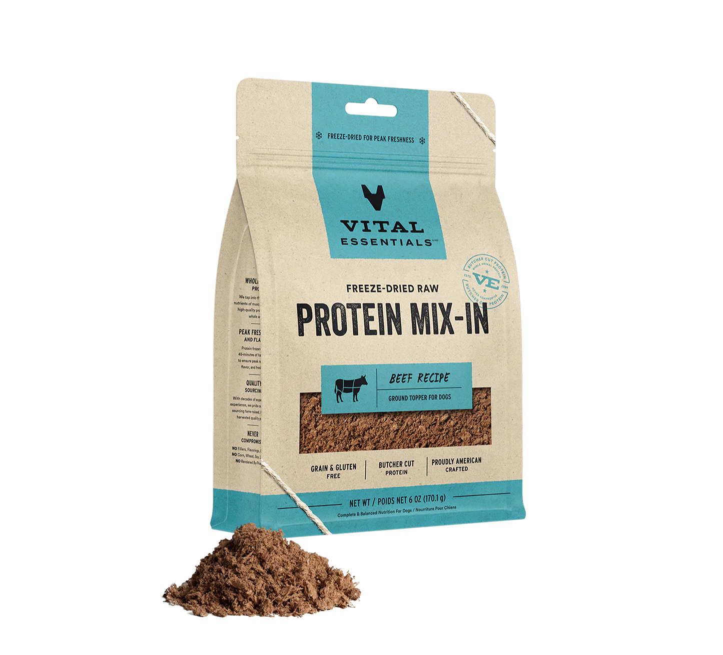 Vital Essentials Dog Freeze-Dried Beef Protein Mix-In Topper (6oz) - Tail Blazers Etobicoke