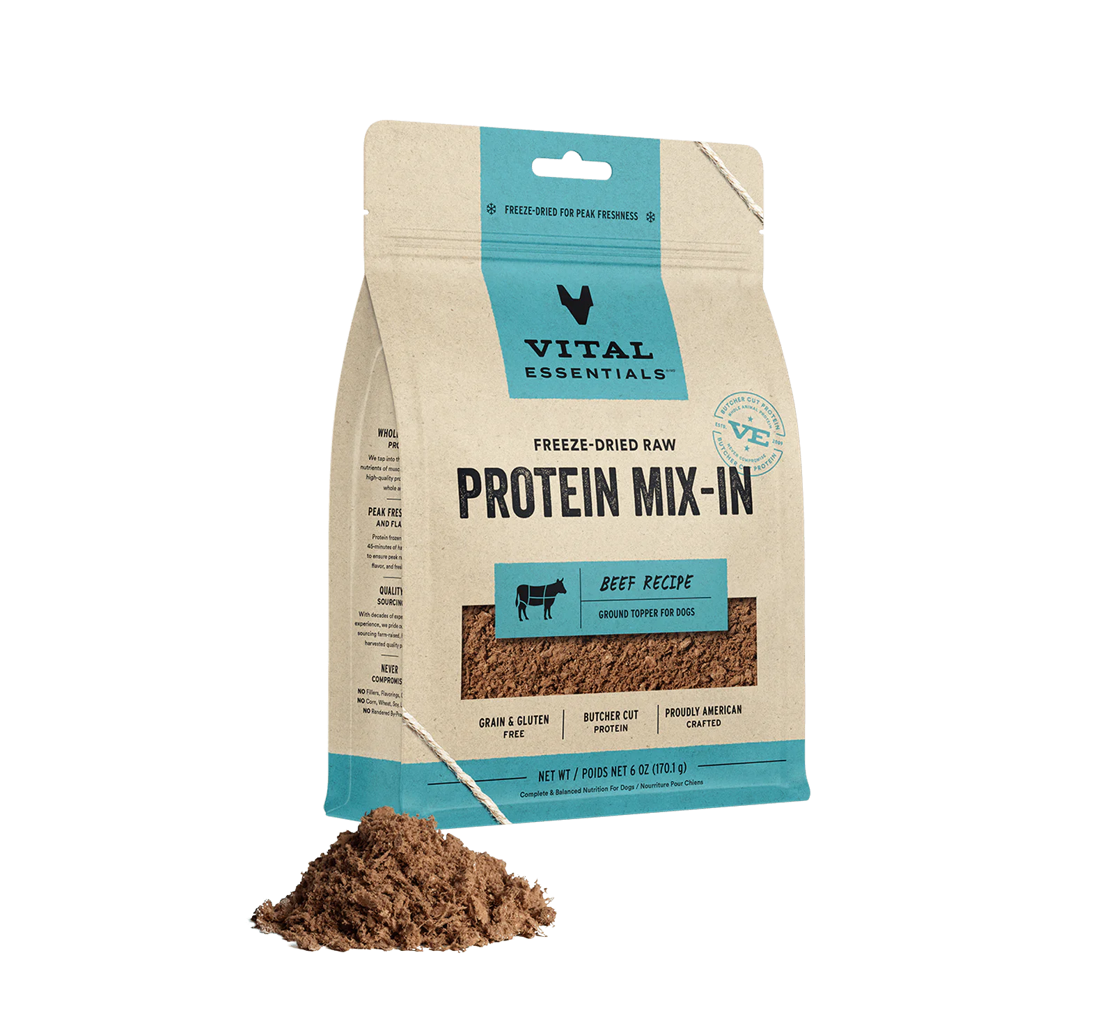 Vital Essentials Dog Freeze-Dried Beef Protein Mix-In Topper (6oz) - Tail Blazers Etobicoke