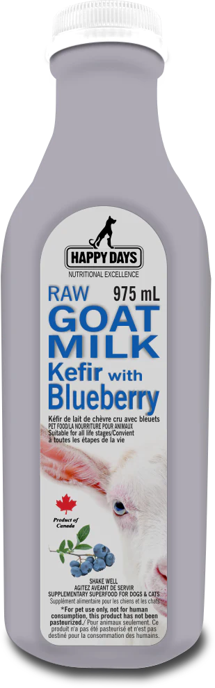 Happy Days Raw Fermented Goat Milk Kefir with Blueberry (975mL) - Tail Blazers Etobicoke