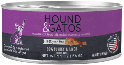 Hound & Gatos Turkey & Turkey Liver Cat Can (5.5oz) - Tail Blazers Etobicoke