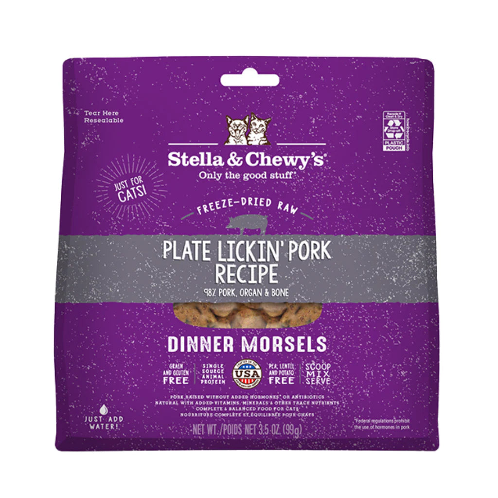 Stella & Chewys Cat Freeze-Dried Plate Lickin Pork Morsels (3.5oz)