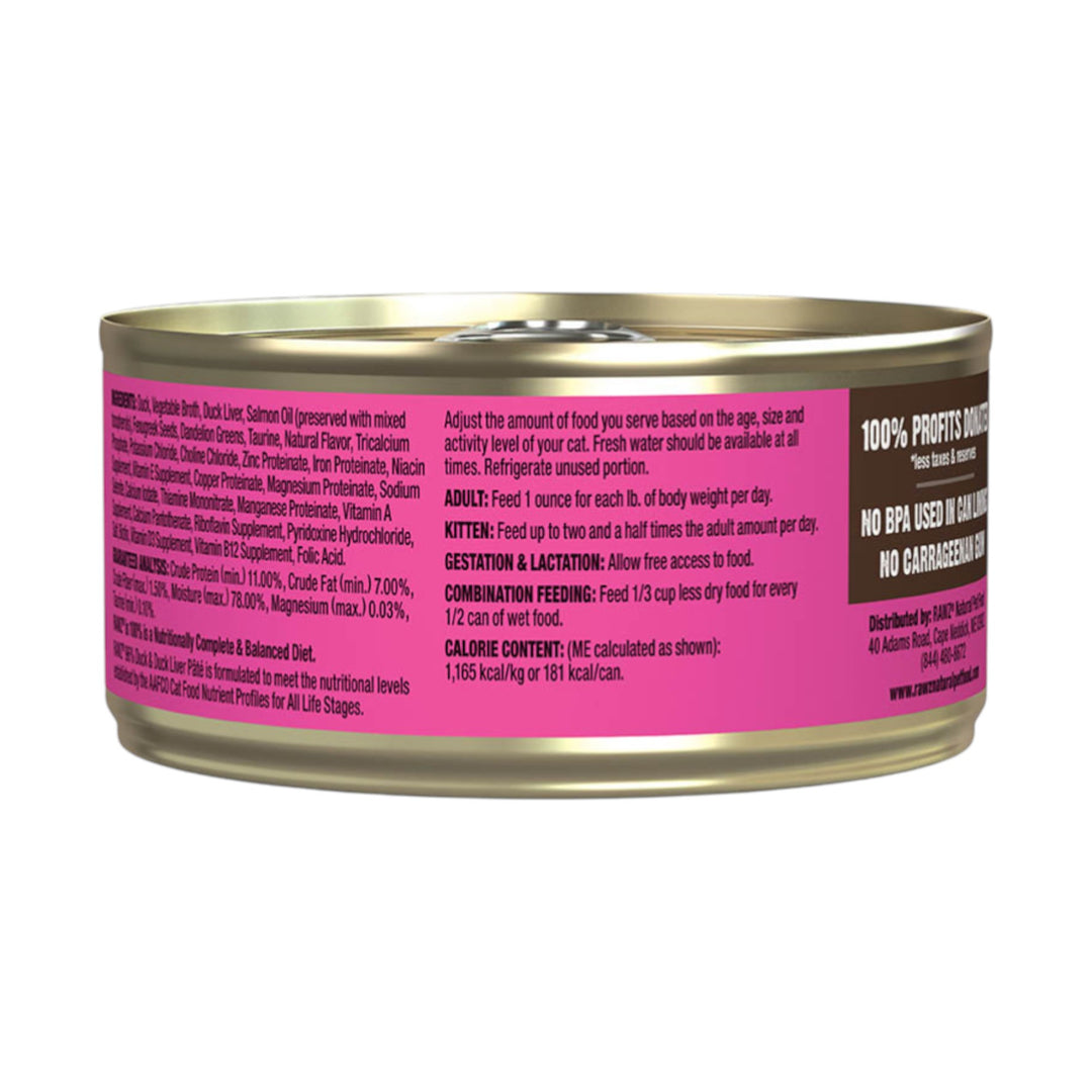 Rawz Duck &amp; Duck Liver Pate Cat Can (5.5oz)