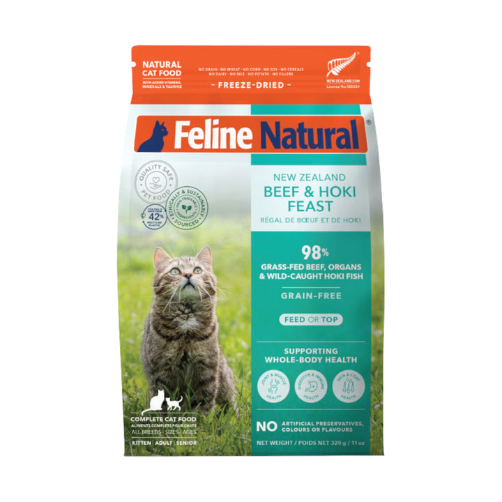 Feline Natural Freeze-Dried Beef &amp; Hoki Cat Food (320g)