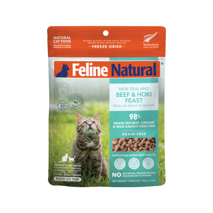 Feline Natural Freeze-Dried Beef &amp; Hoki Cat Food (100g)