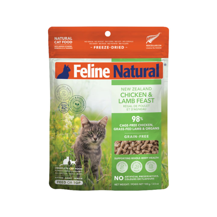 Feline Natural Freeze-Dried Chicken &amp; Lamb Cat Food (100g)
