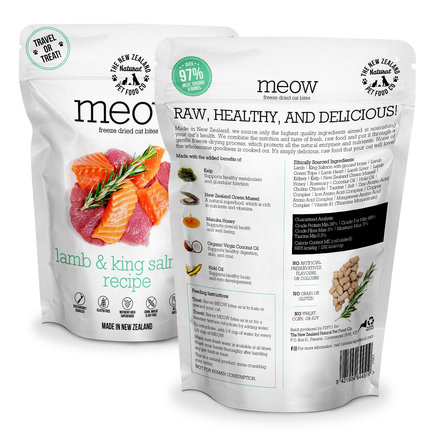 New Zealand Meow Freeze Dried Lamb & King Salmon (280g)