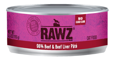 RAWZ 96% BEEF/LIVER PATE CAT CAN 156G - Tail Blazers Etobicoke