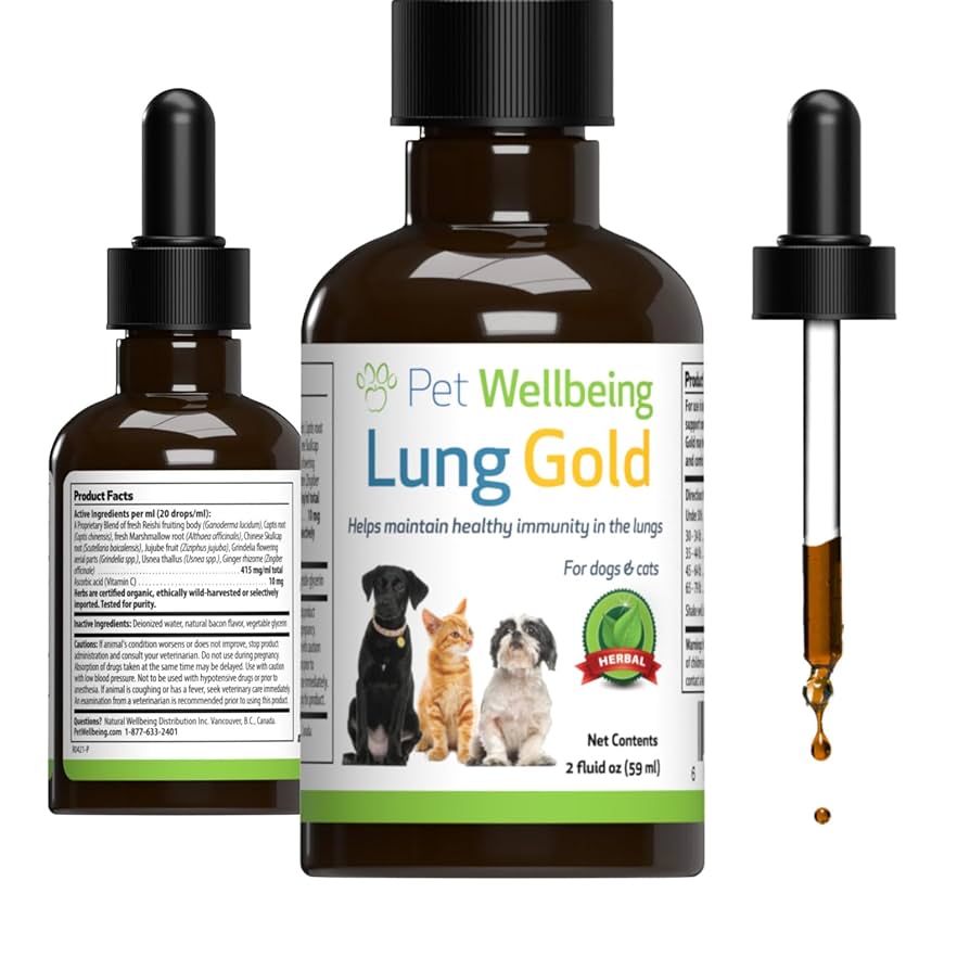 Pet Wellbeing Lung Gold for Dogs and Cats 4OZ