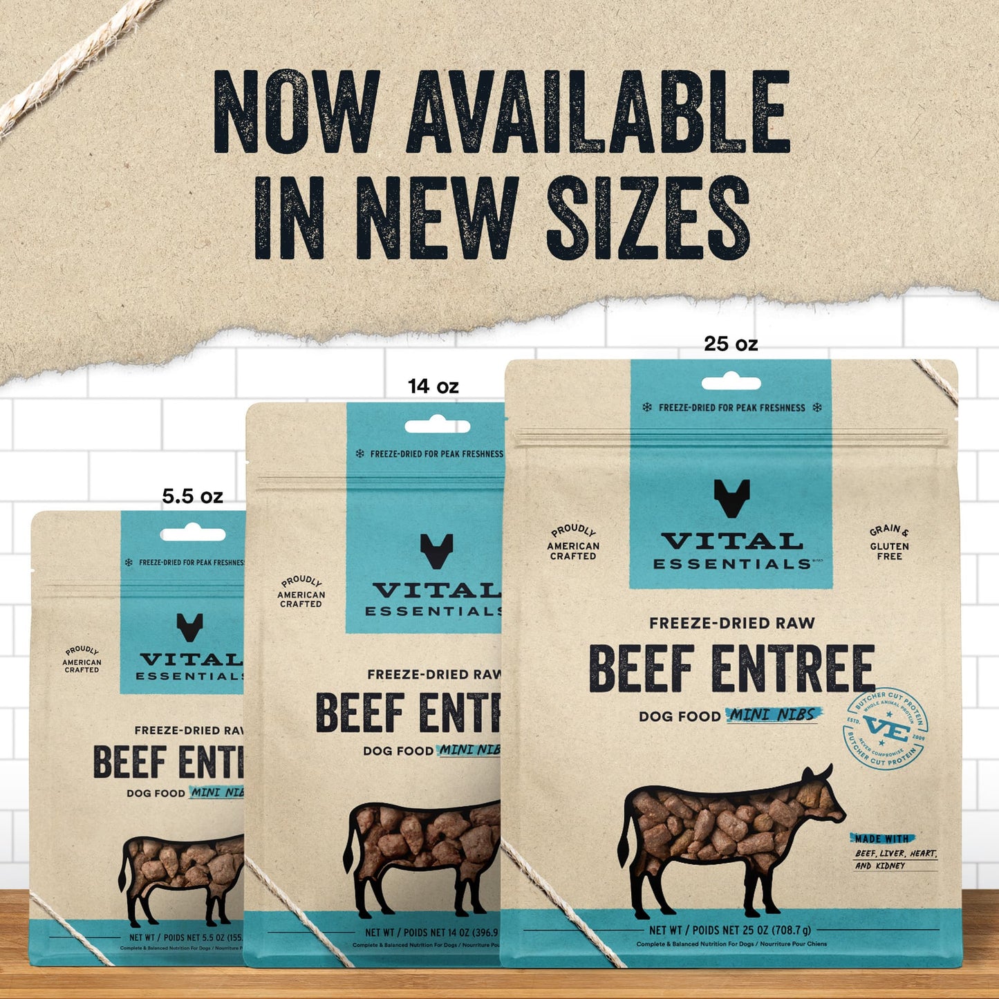 Vital Essentials Dog Freeze-Dried Beef Mini Nibs (14oz)