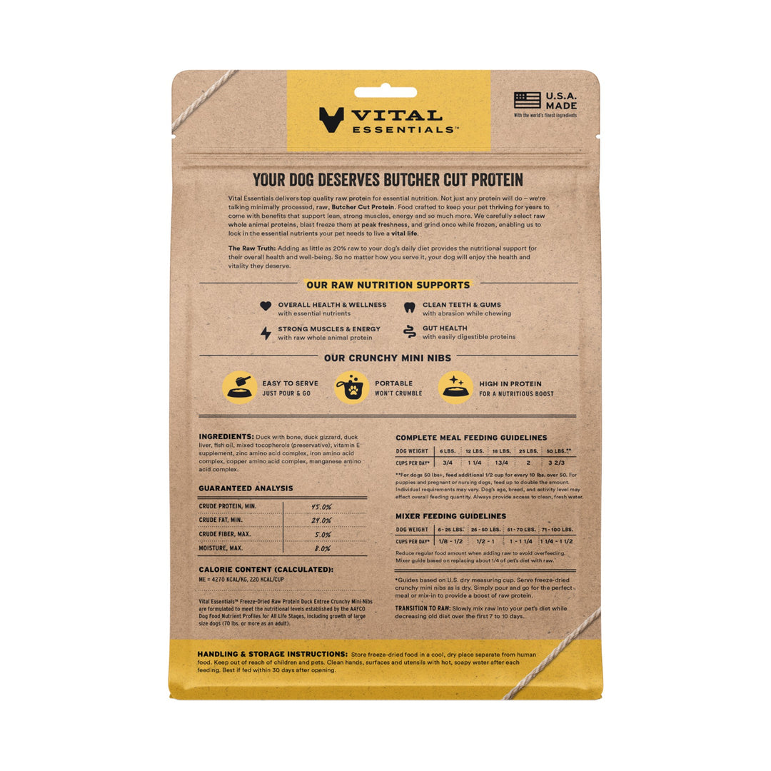 Vital Essentials Dog Freeze-Dried Duck Mini Nibs (14oz)