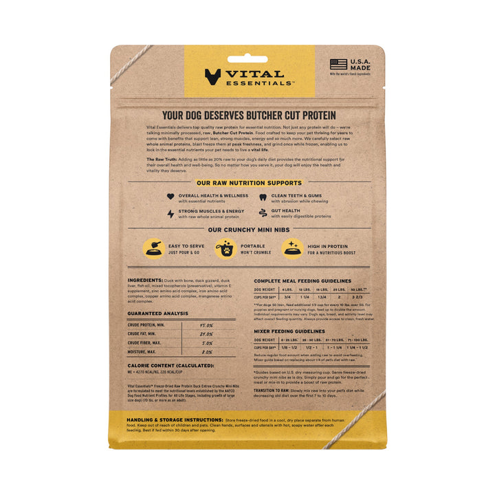 Vital Essentials Dog Freeze-Dried Duck Mini Nibs (14oz)