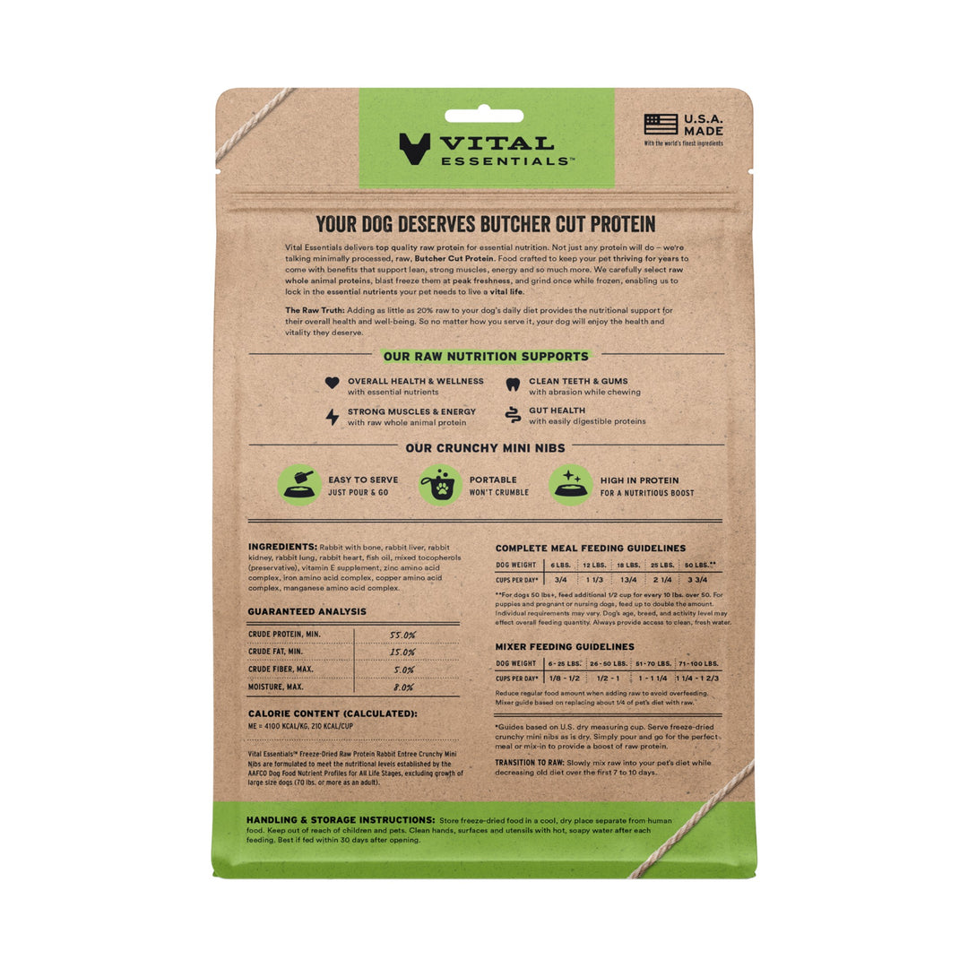 Vital Essentials Dog Freeze-Dried Rabbit Mini Nibs (14oz)