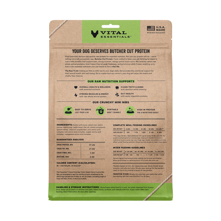 Vital Essentials Dog Freeze-Dried Rabbit Mini Nibs (14oz)