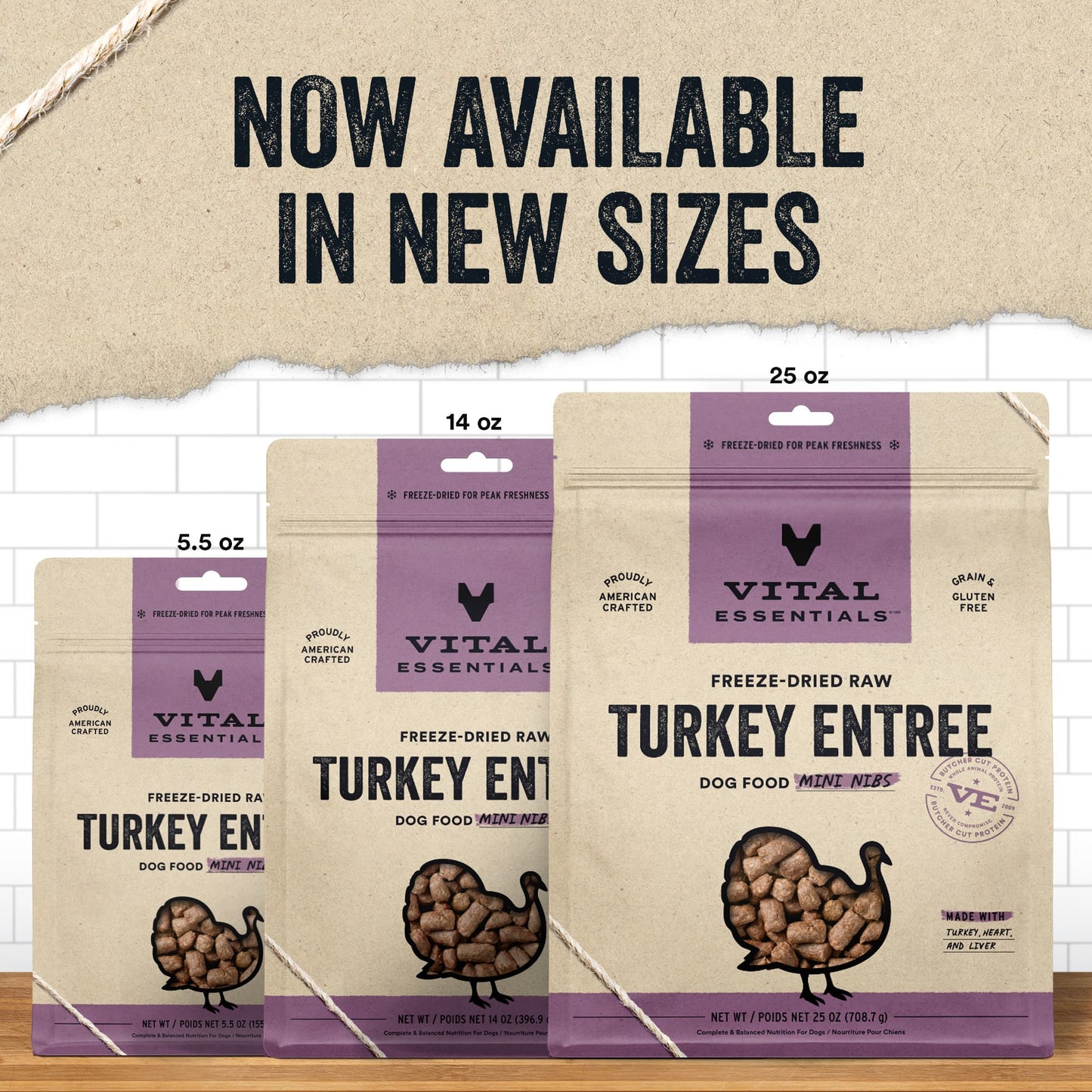 Vital Essentials Dog Freeze-Dried Turkey Mini Nibs (14oz)