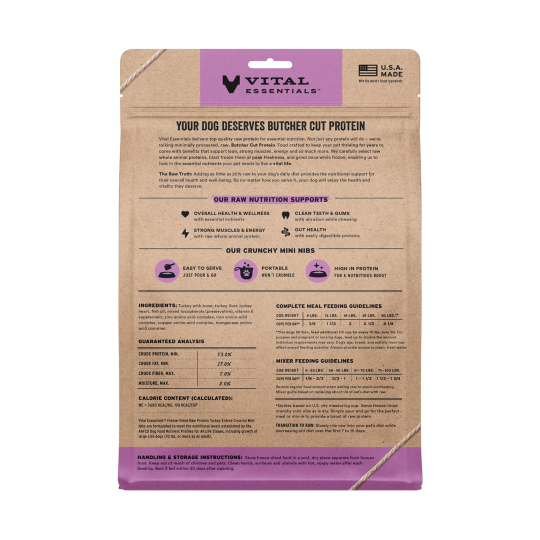 Vital Essentials Dog Freeze-Dried Turkey Mini Nibs (14oz)