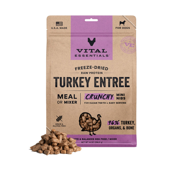 Vital Essentials Dog Freeze-Dried Turkey Mini Nibs (14oz)
