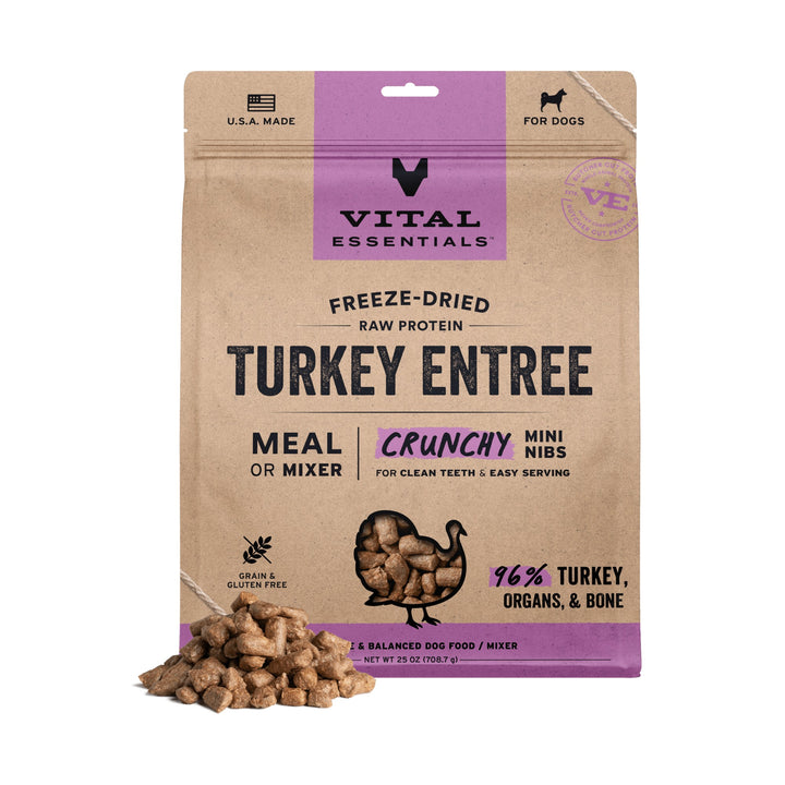 Vital Essentials Dog Freeze-Dried Turkey Mini Nibs (25oz)