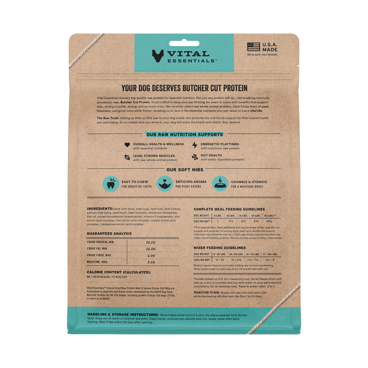 Vital Essentials Beef &amp; Salmon Entree Soft Nibs Dog Food (14oz)