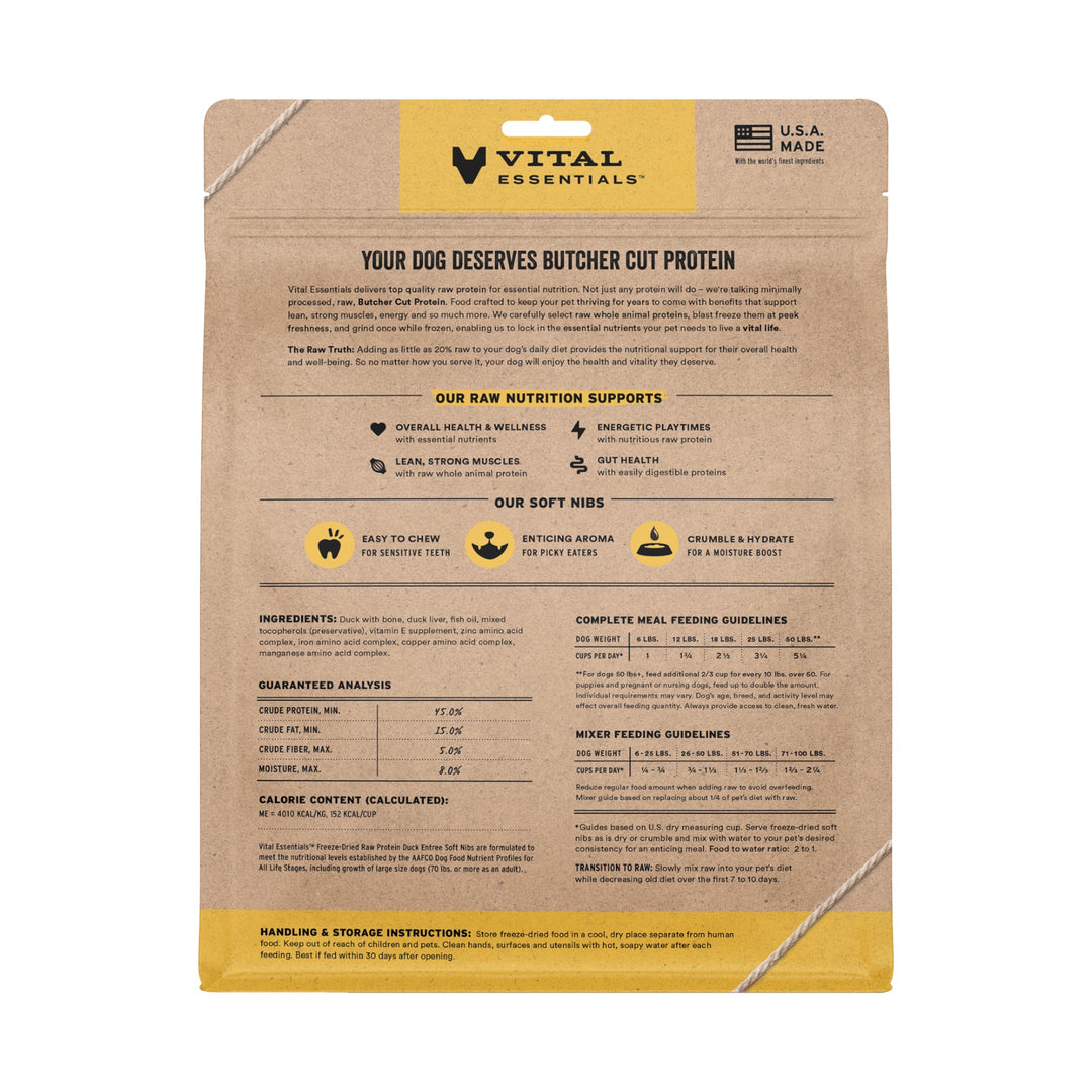 Vital Essentials Duck Entree Soft Nibs Dog Food (14oz)