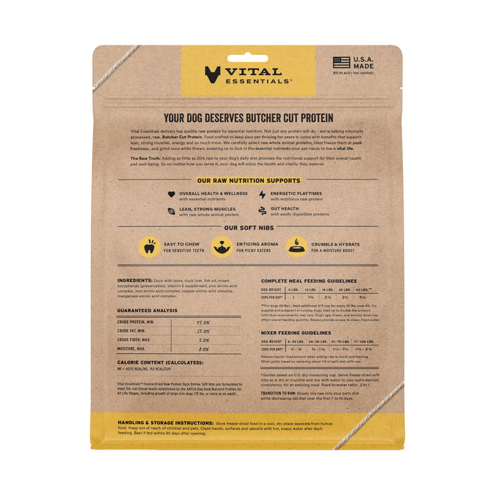 Vital Essentials Duck Entree Soft Nibs Dog Food (14oz)