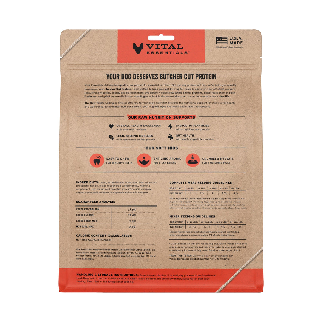 Vital Essentials Lamb &amp; Whitefish Entree Soft Nibs Dog Food (14oz)