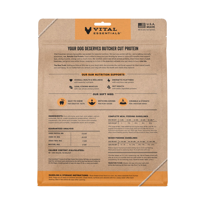 Vital Essentials Pork Entree Soft Nibs Dog Food (14oz)