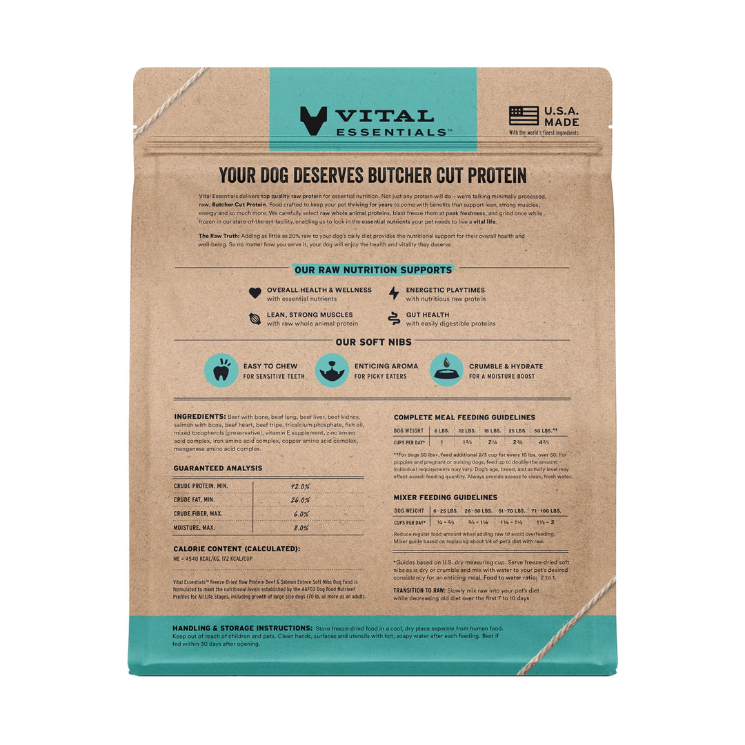 Vital Essentials Dog Freeze-Dried Beef/Salmon Soft Nibs (3lbs)