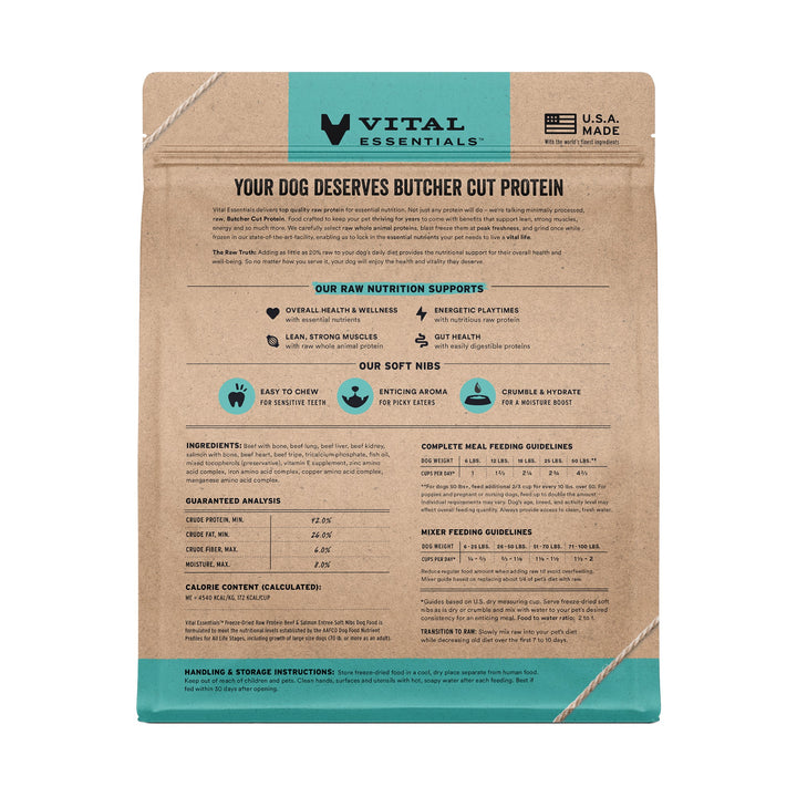Vital Essentials Dog Freeze-Dried Beef/Salmon Soft Nibs (3lbs)