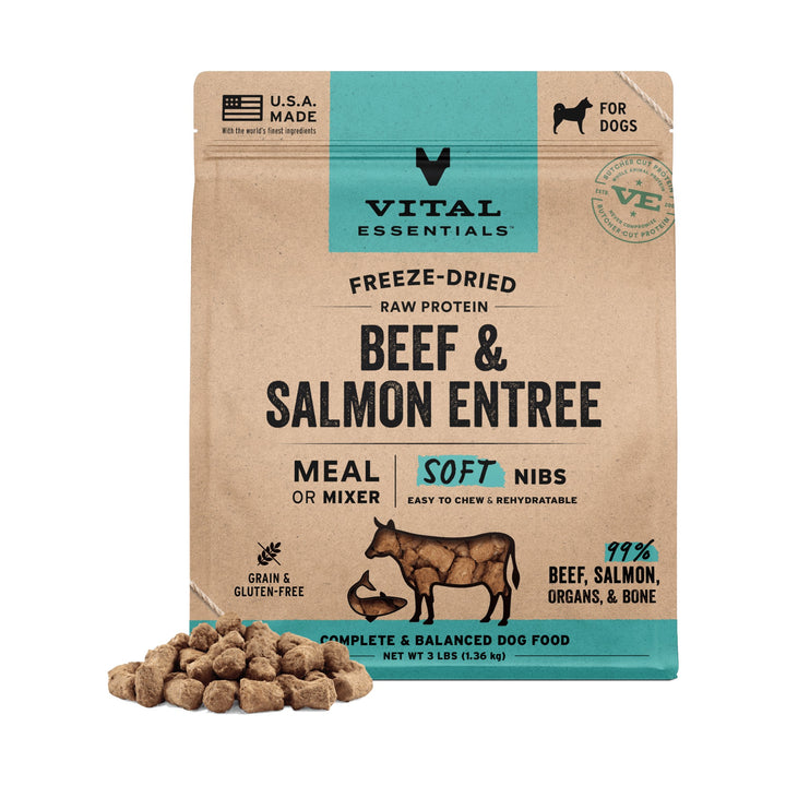 Vital Essentials Dog Freeze-Dried Beef/Salmon Soft Nibs (3lbs)