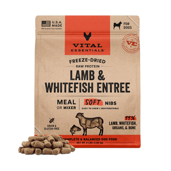 Vital Essentials Dog Freeze-Dried Lamb/Whitefish Soft Nibs (3lb)