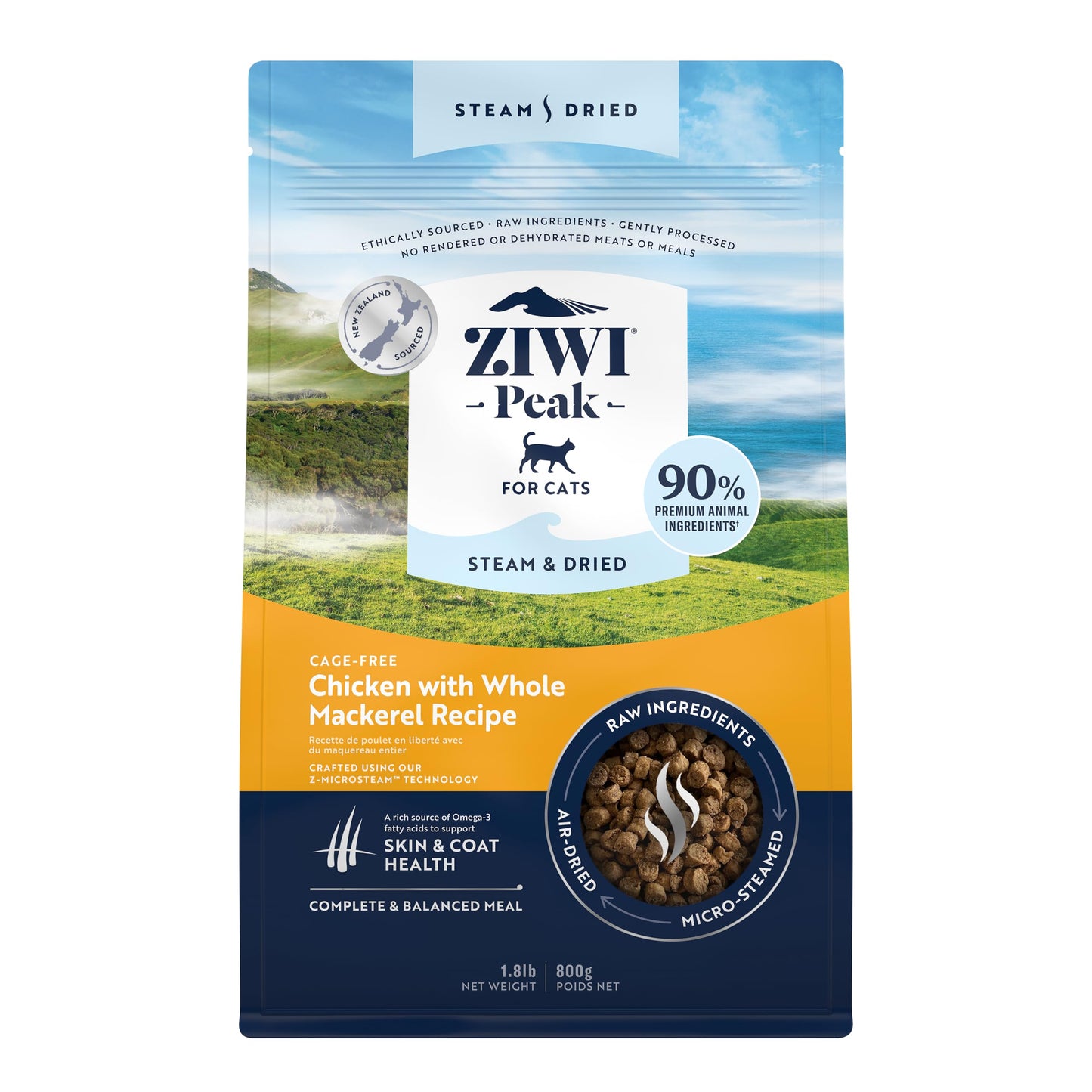 ZiwiPeak Cat Steam & Dried Chicken/Mackerel (800g)