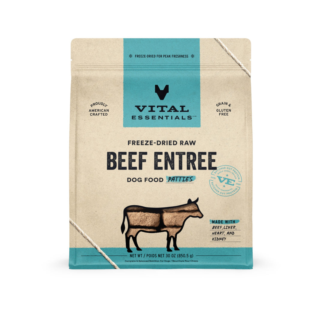 Vital Essentials Dog Freeze-Dried Beef Entree Mini Patties (14oz)