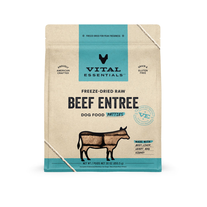 Vital Essentials Dog Freeze-Dried Beef Entree Mini Patties (14oz)