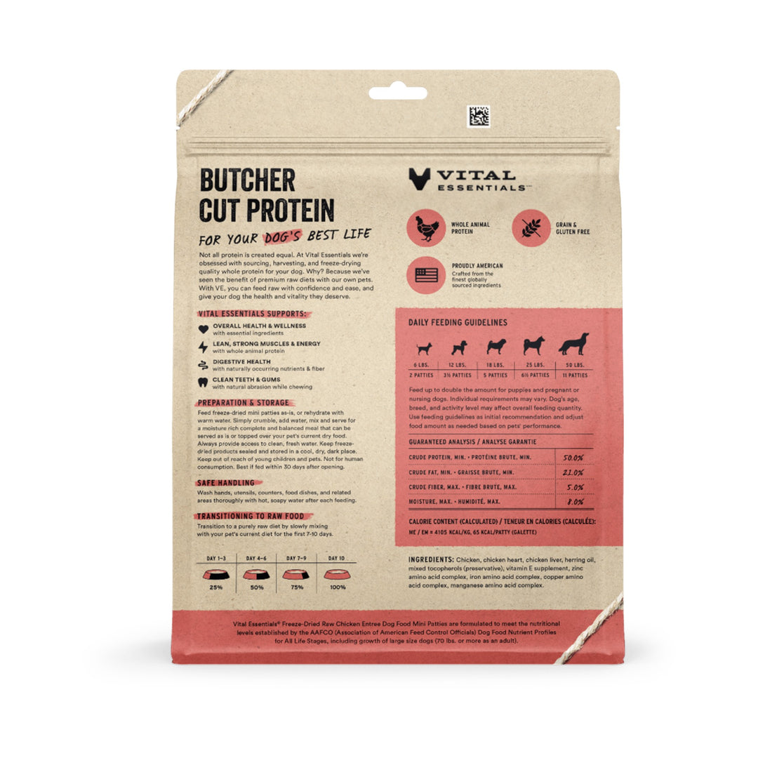 Vital Essentials Dog Freeze-Dried Chicken Mini Patties (14oz)