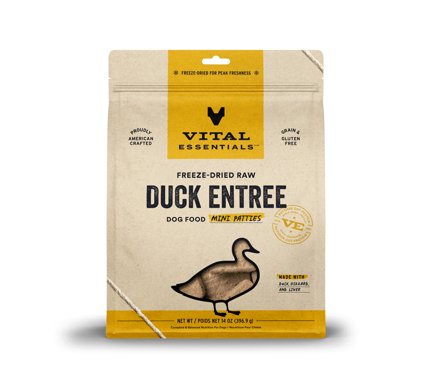 Vital Essentials Dog Freeze-Dried Duck Entree Mini Patties (14oz)
