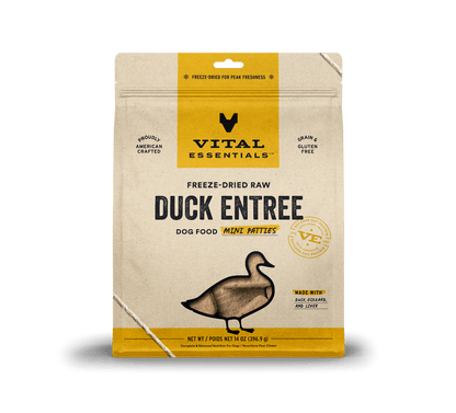Vital Essentials Dog Freeze-Dried Duck Entree Mini Patties (14oz)