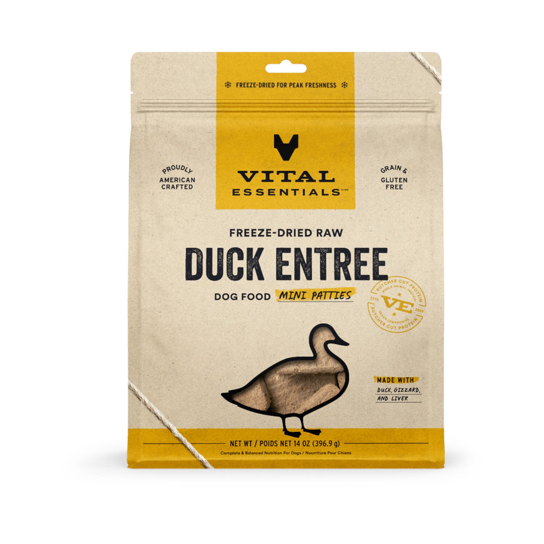 Vital Essentials Dog Freeze-Dried Duck Entree Mini Patties (14oz)
