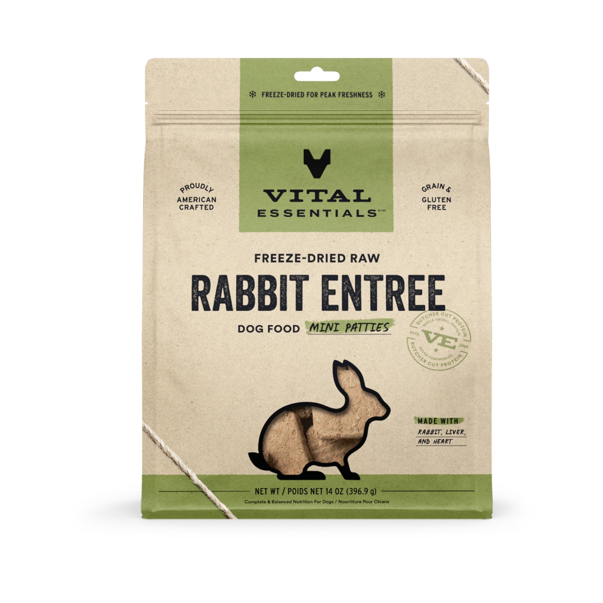 Vital Essentials Dog Freeze-Dried Rabbit Entree Mini Patties (14oz ...