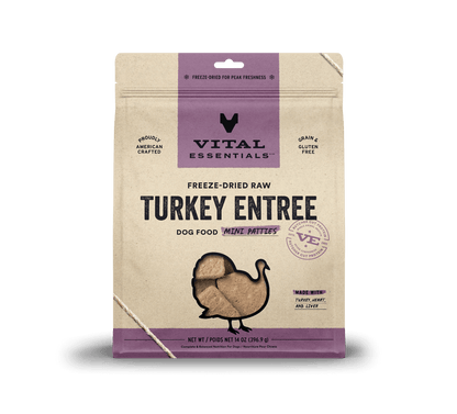 Vital Essentials Dog Freeze-Dried Turkey Entree Mini Patties (14oz)