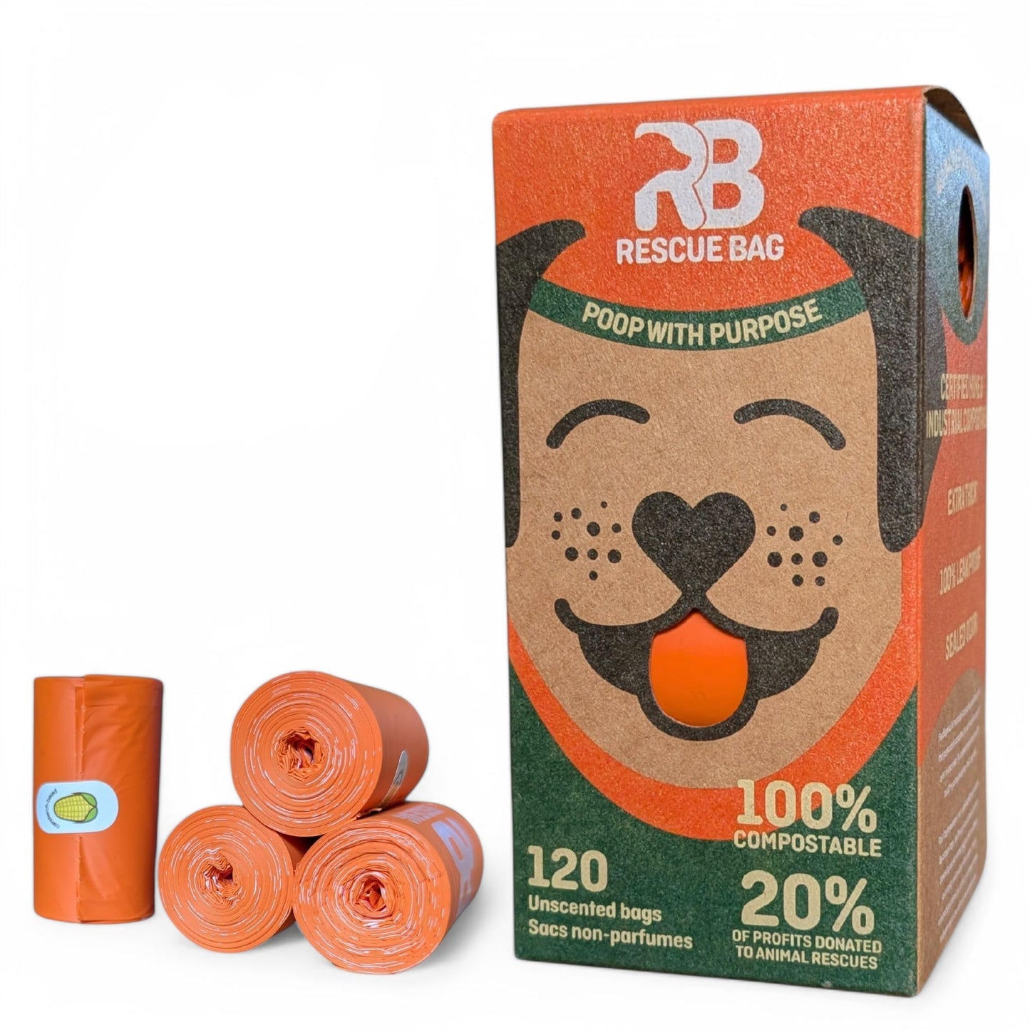 Rescue Bag Compostable Dog Poop Bags 120 ct