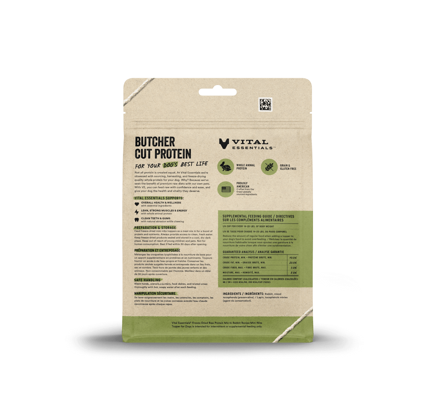Vital Essentials Dog Freeze-Dried Rabbit Protein Mix In Small Nibs Topper (6oz)