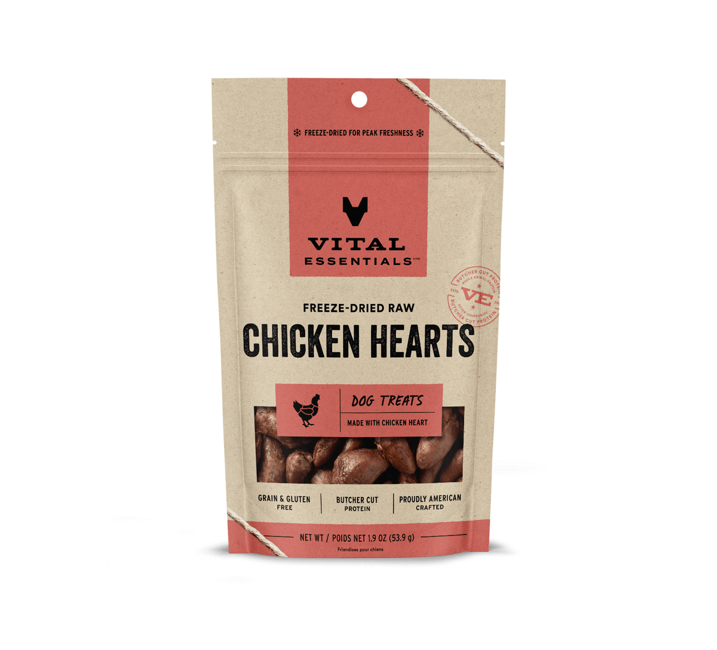 Vital Essentials Dog Freeze-Dried Chicken Hearts Treat (1.9oz)