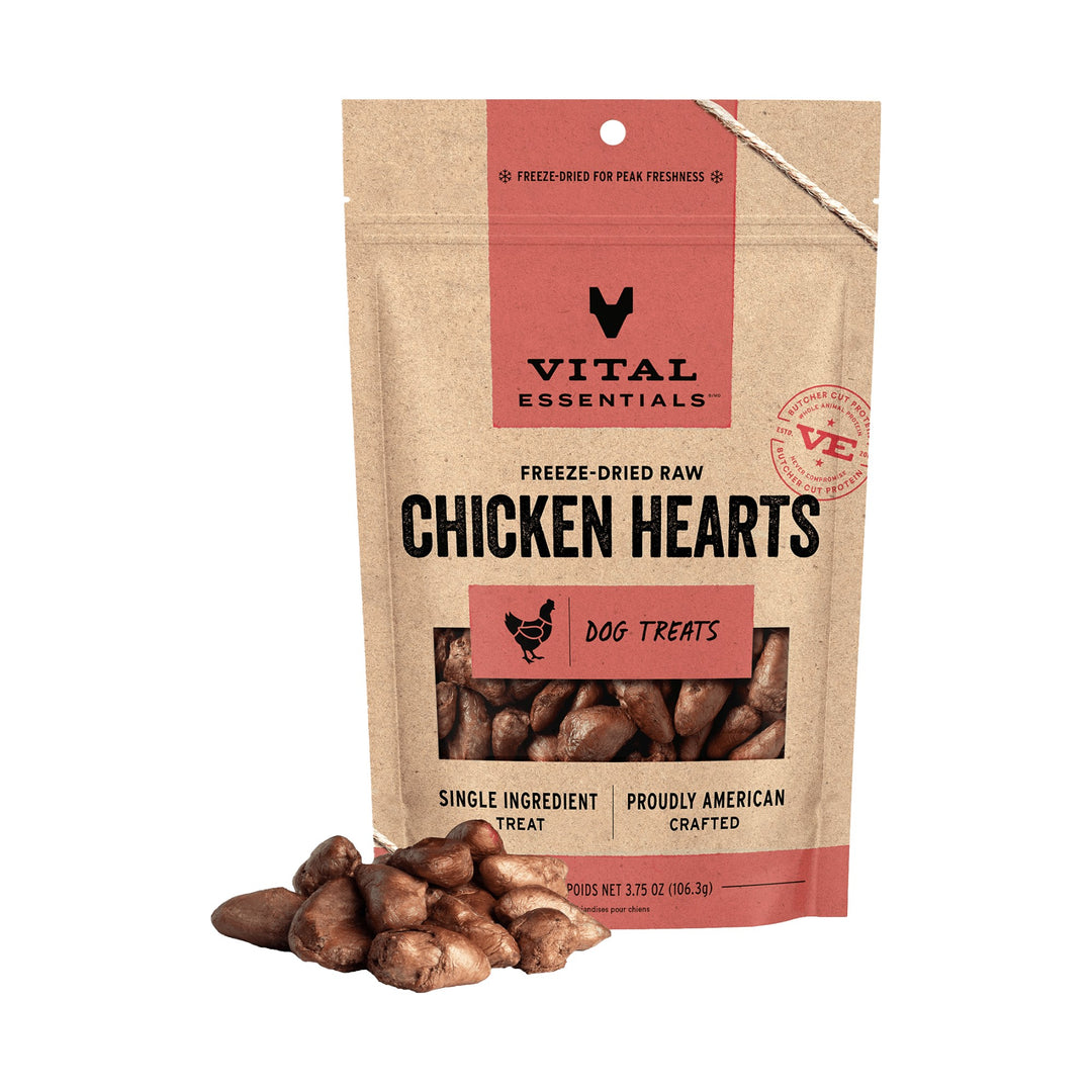Vital Essentials Dog Freeze-Dried Chicken Hearts Treat (3.75oz)