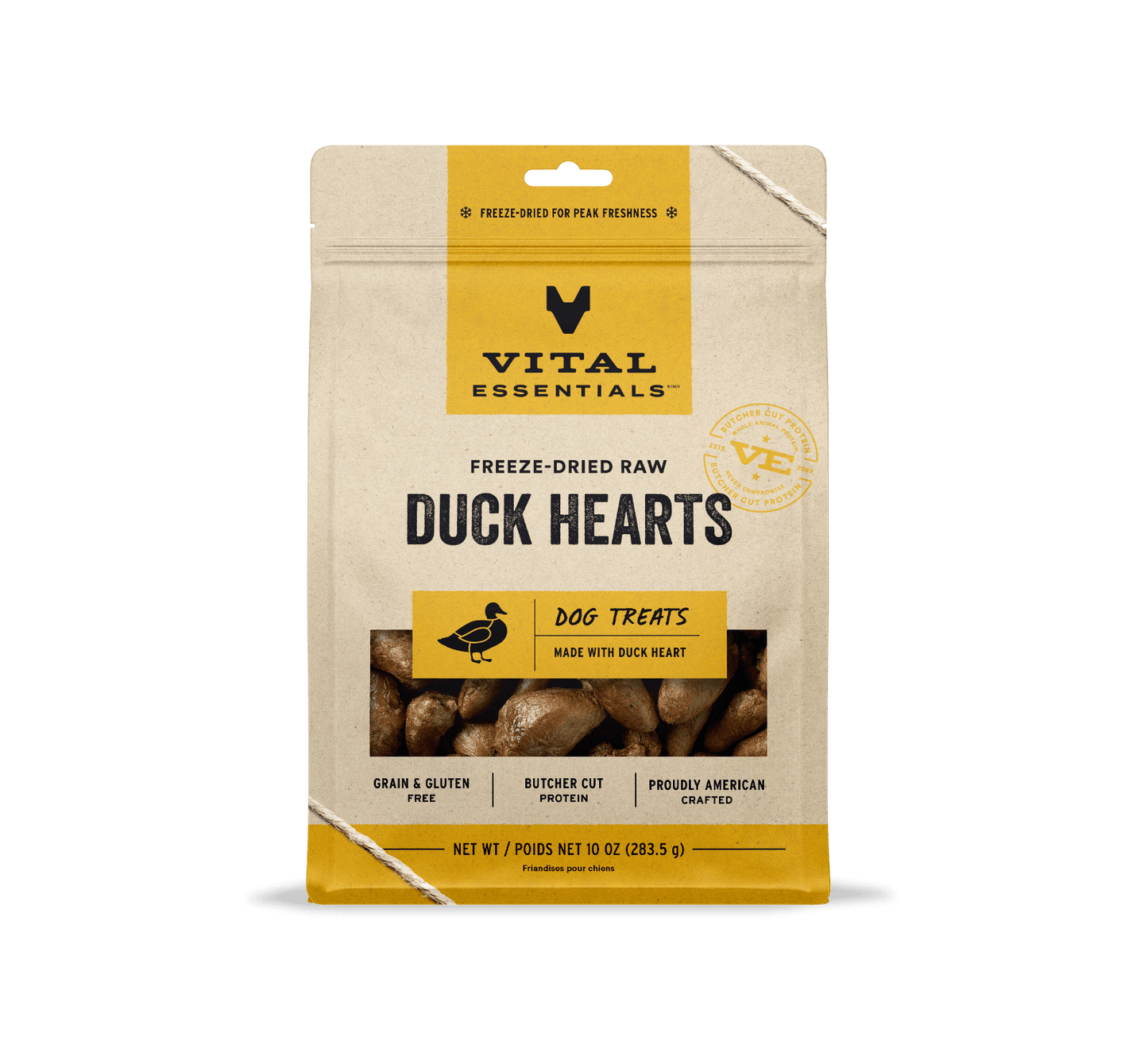 Vital Essentials Dog Freeze-Dried Duck Hearts Treat (10oz)