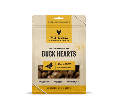 Vital Essentials Dog Freeze-Dried Duck Hearts Treat (10oz)