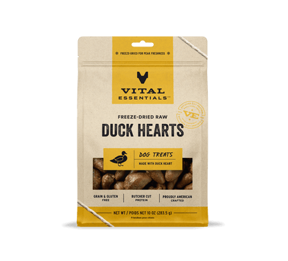 Vital Essentials Dog Freeze-Dried Duck Hearts Treat (10oz)