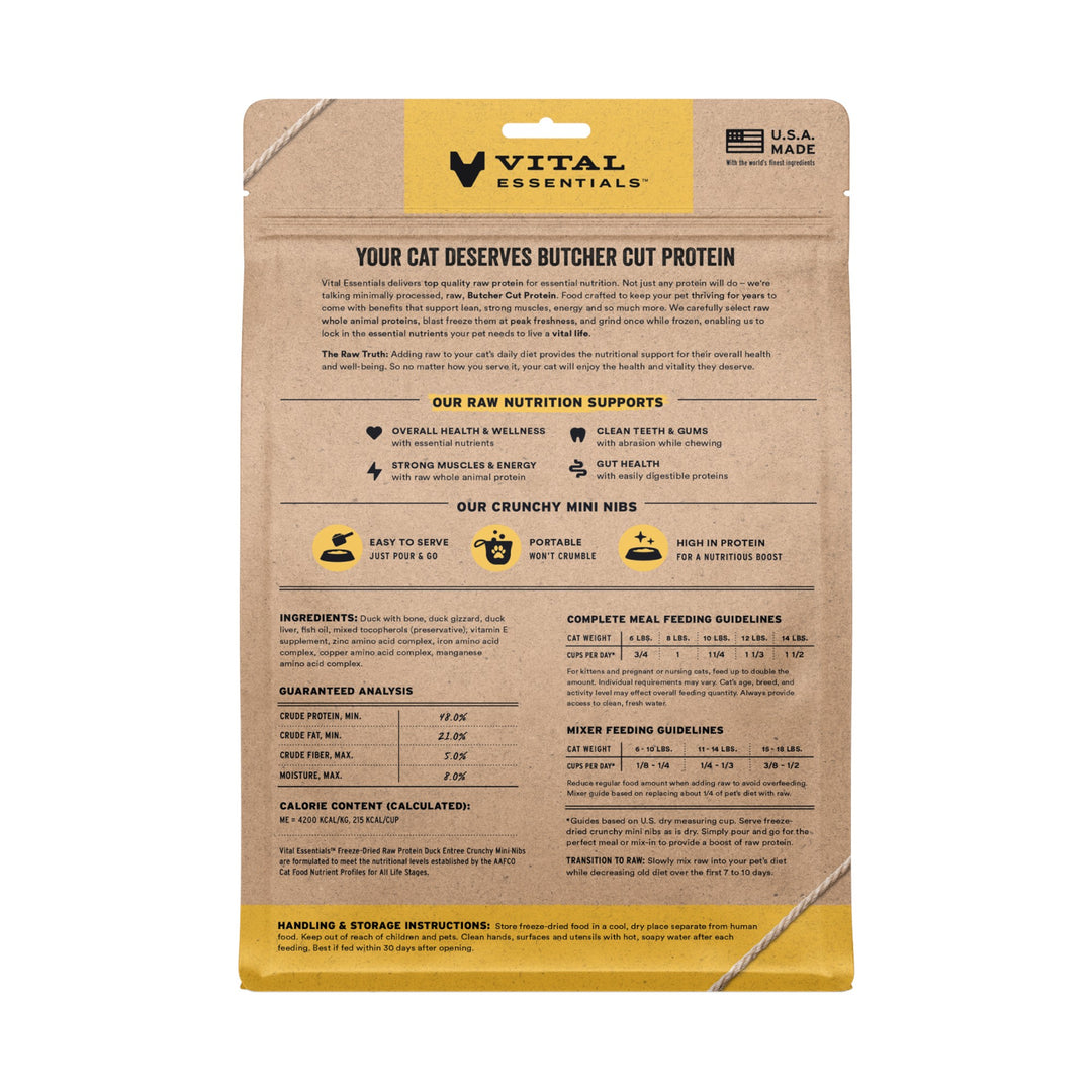 Vital Essentials Cat Freeze-Dried Duck Mini Nibs (8oz)
