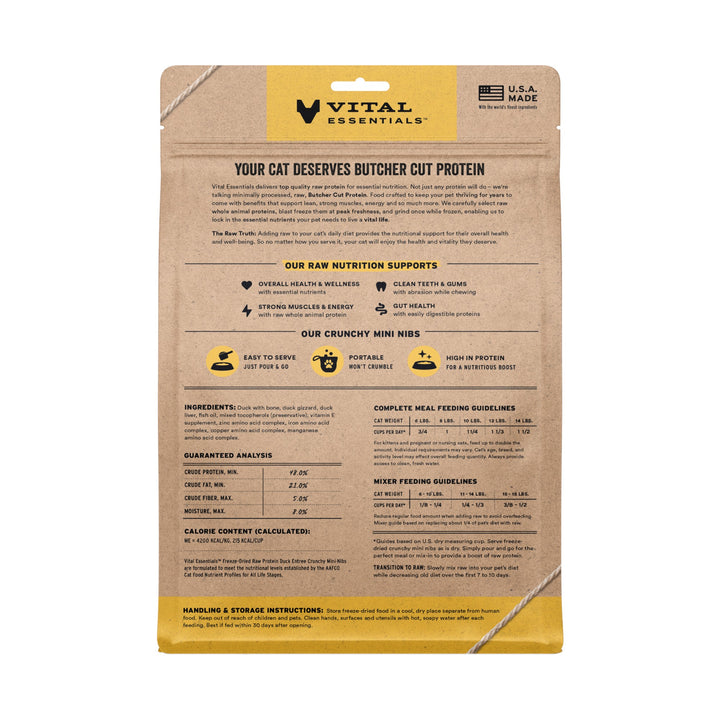 Vital Essentials Cat Freeze-Dried Duck Mini Nibs (8oz)